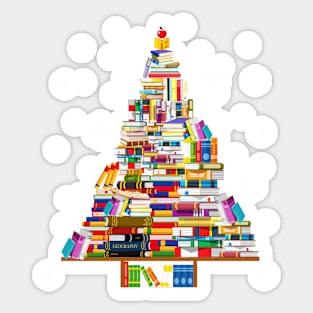 Merry Christmas Books Tree for library Sticker